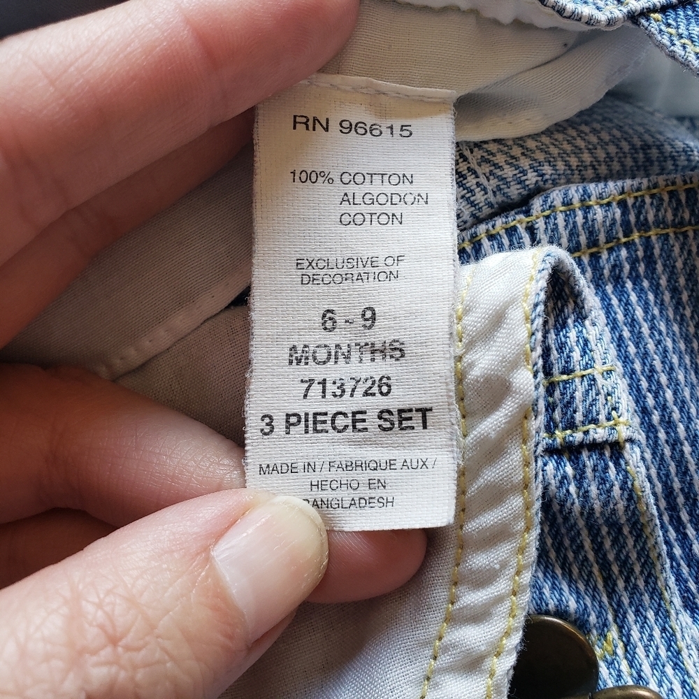 Vintage Denim Overalls Shorts Baby 6-9 Months - Picture 7 of 7